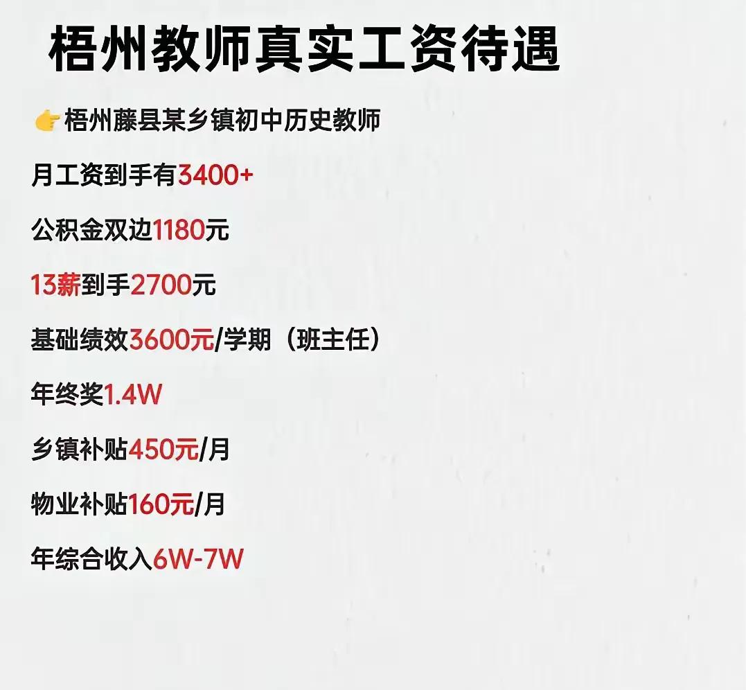 天哪，这收入待遇，能养活三个孩子吗？

看到梧州某初中教师的真实工资待遇，我沉默