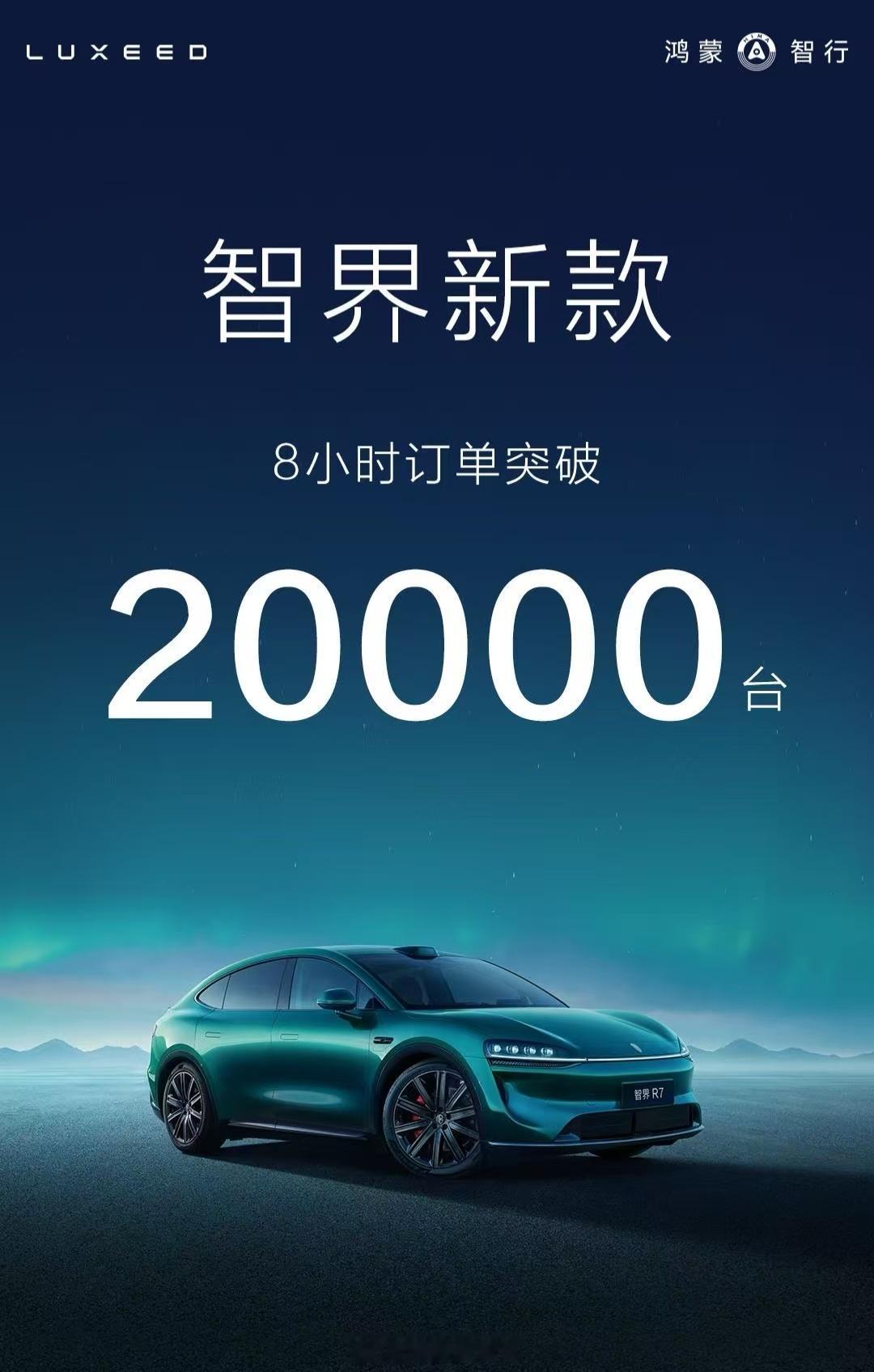 我去！休息一会起来，竟然看到智界 新品8小时小订突破20000台了，确实是一个不