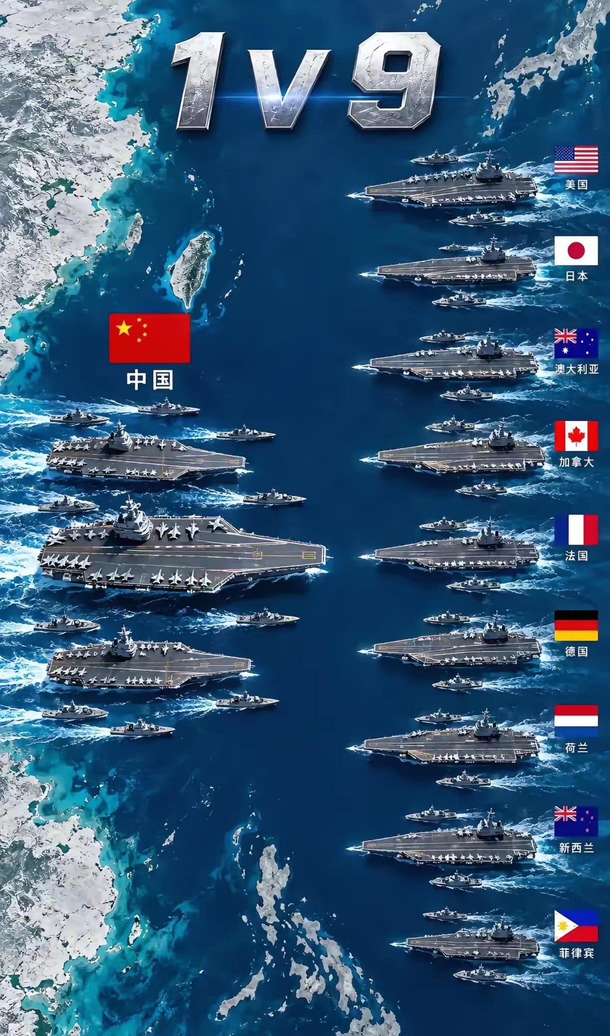 1比9，别看美日军演来势汹汹，其实优势在我。“九国联军”看似数量庞大，实则一盘散