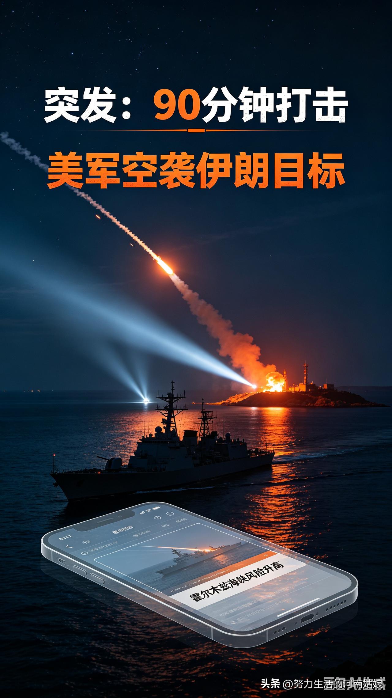 美军中央司令部官宣，刚完成一轮长达90分钟的精准打击。目标锁定霍尔木兹海峡大通布
