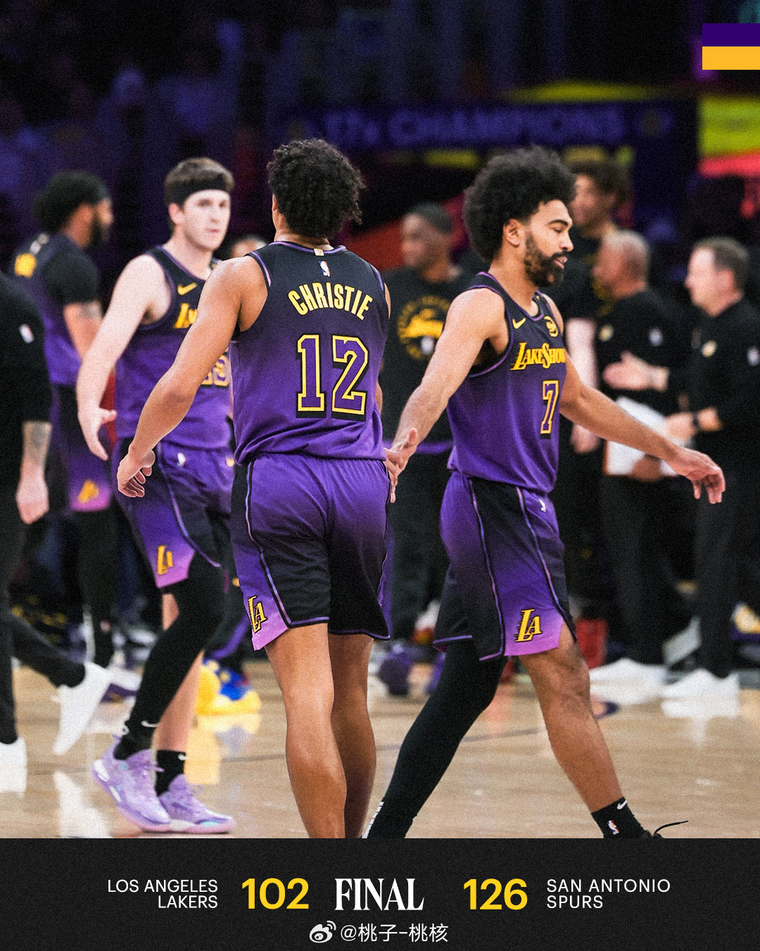 【湖人末节崩盘不敌马刺】库珀球衣退役的夜晚，湖人末节失准，这一节只拿到13分，被