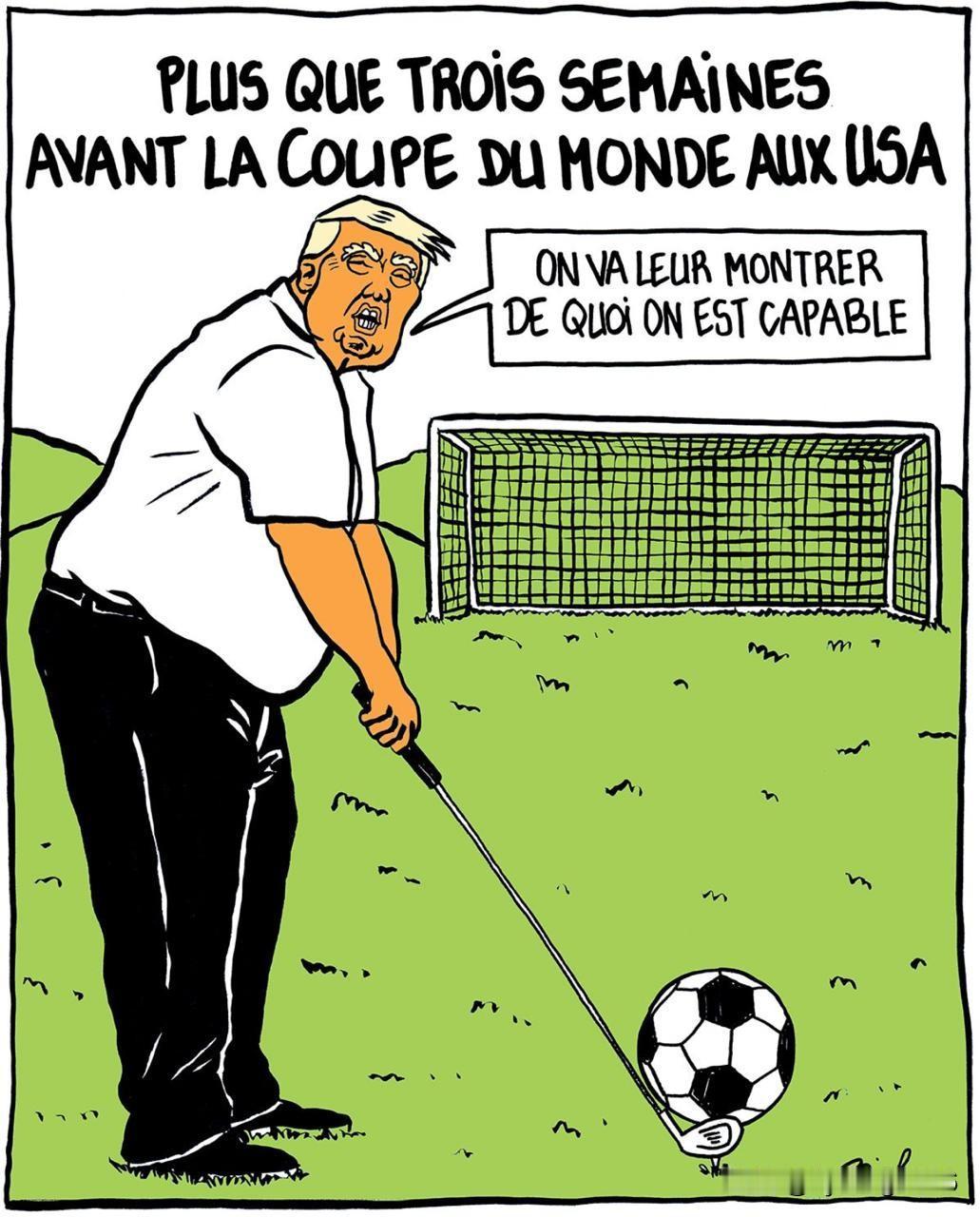 🇫🇷法国周刊《查理周刊》指出，距离美国世界杯开幕仅剩三周。该刊还表示怀疑，特