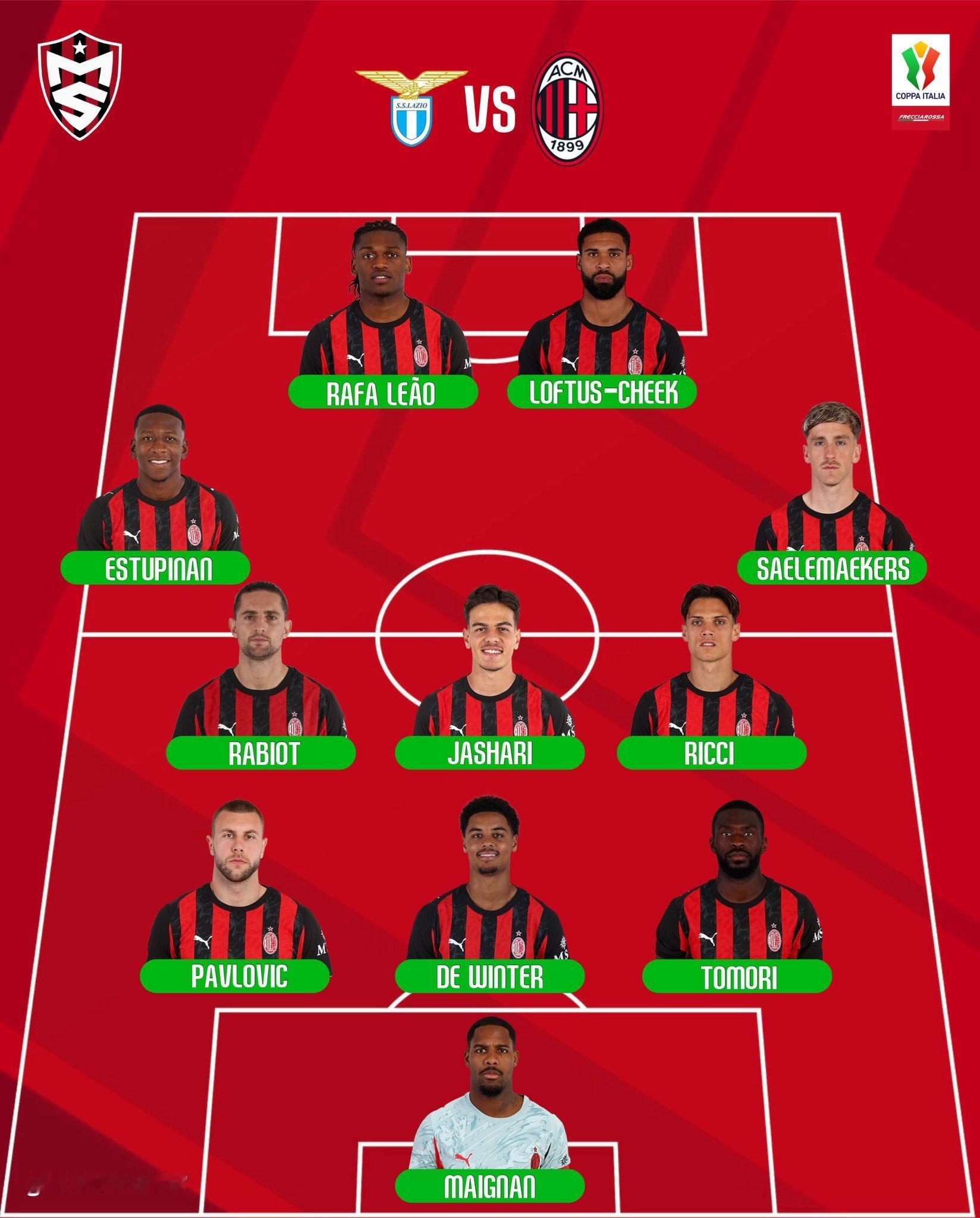 AC米兰 米兰今晚预计首发，亚沙里复出之战。sempremilan