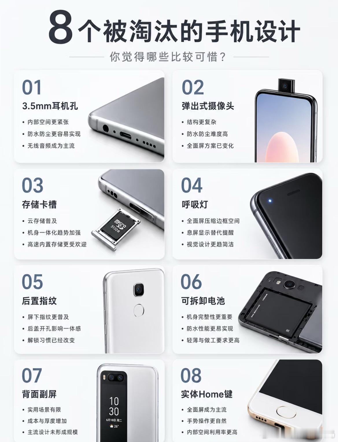 这些手机设计消失了3.5mm耳机孔、弹出式摄像头、存储卡槽、呼吸灯、后置指纹、可