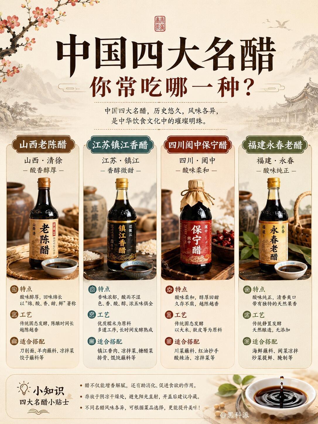 中国四大名醋，看看你都吃过吗？别再用一种醋打天下啦！中国四大名醋的用法区别，一次