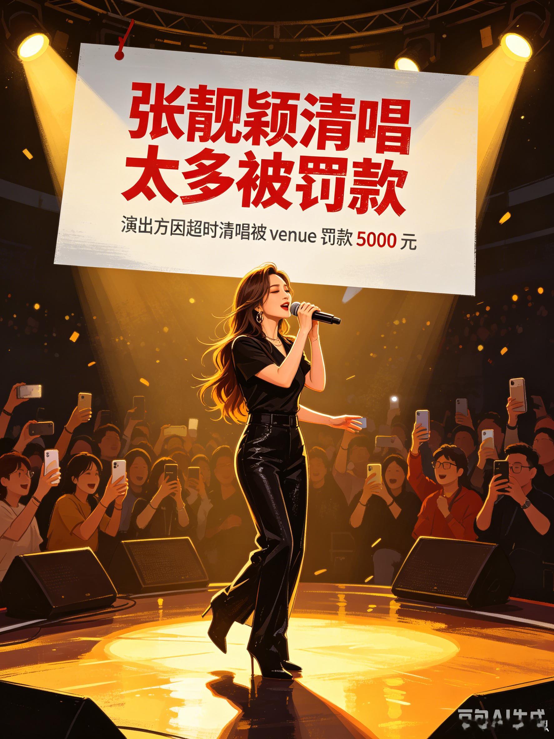 张靓颖清唱太多被罚款 6月21日，张靓颖自曝因商演中即兴清唱段落过多，导致主办方