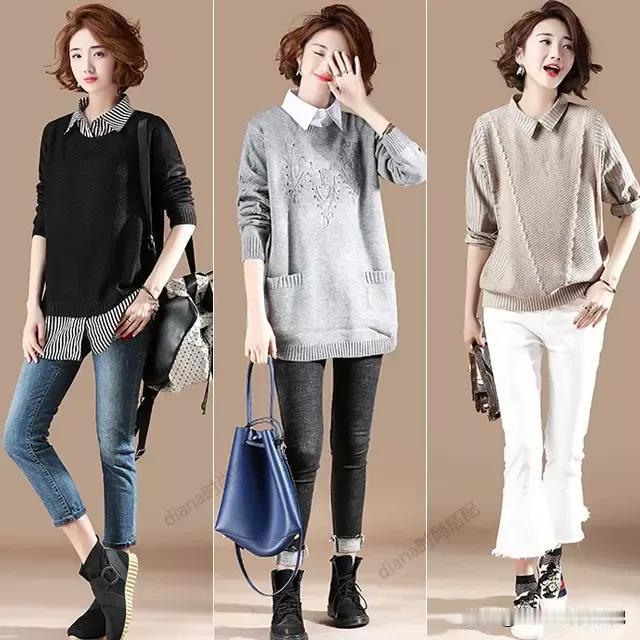 秋冬穿搭指南：毛衣+牛仔裤，时髦又舒适毛衣直筒裤穿搭 高腰毛衣穿搭 毛衣减龄穿搭
