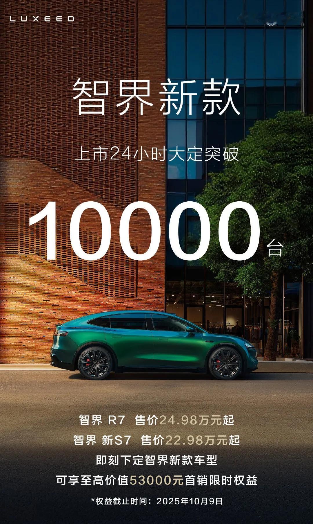新款智界R7/S7大定战报来了：24小时10000台[烟花]
这个数字比YU7差