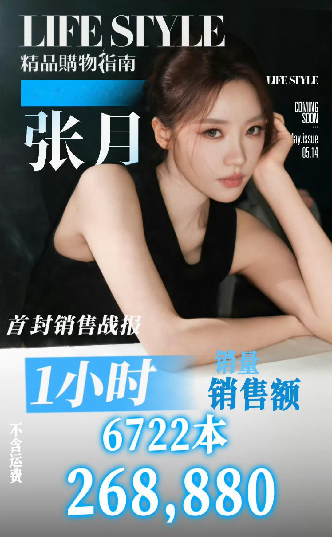 张月 张月x精品购物指南封面无预热空降首小时销量6722本，销售额突破26888