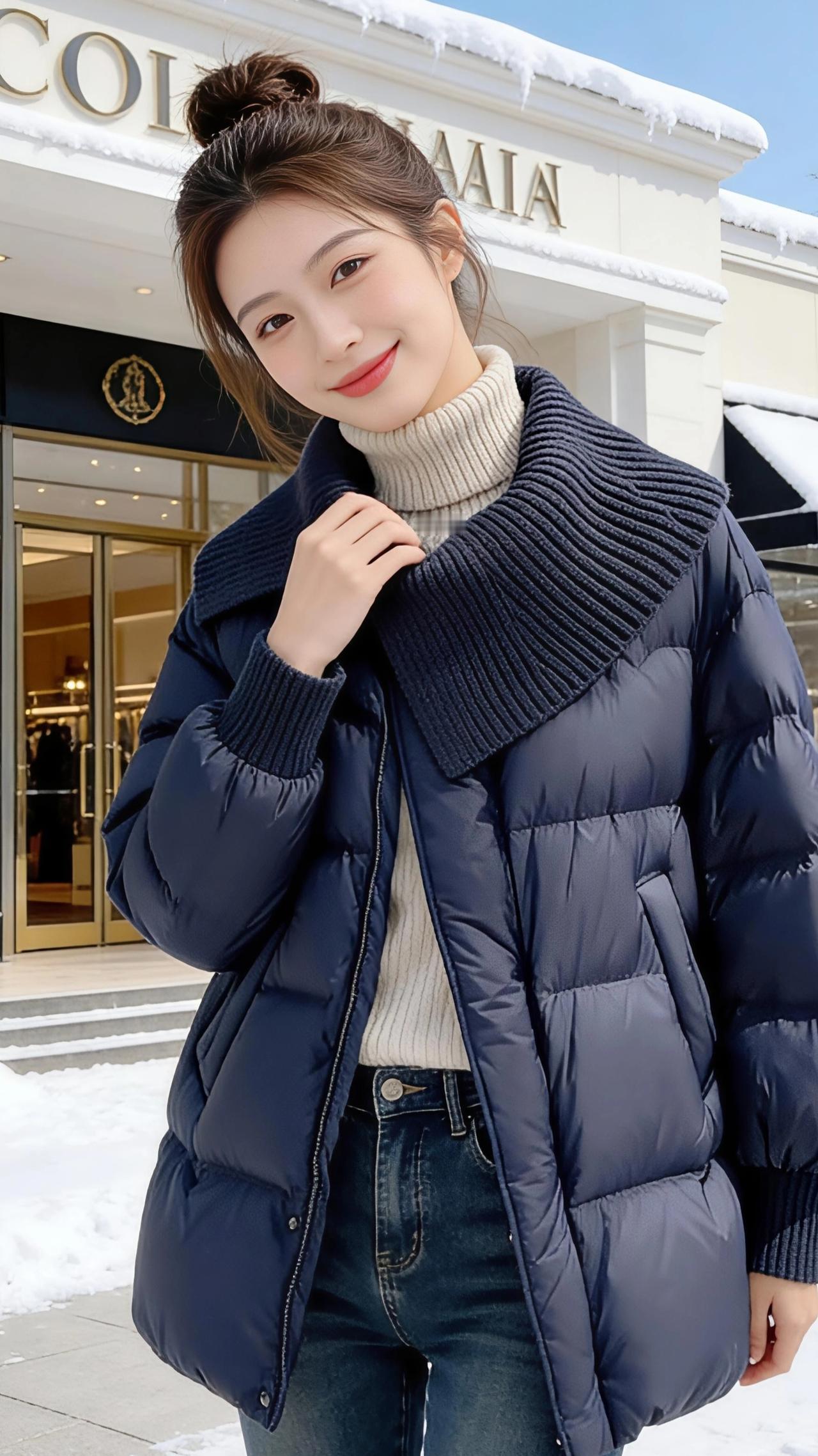 雪日霓裳
 
冬阳破开云层，将碎金般的光洒在覆雪的高档商场门廊，檐角的积雪被晒得