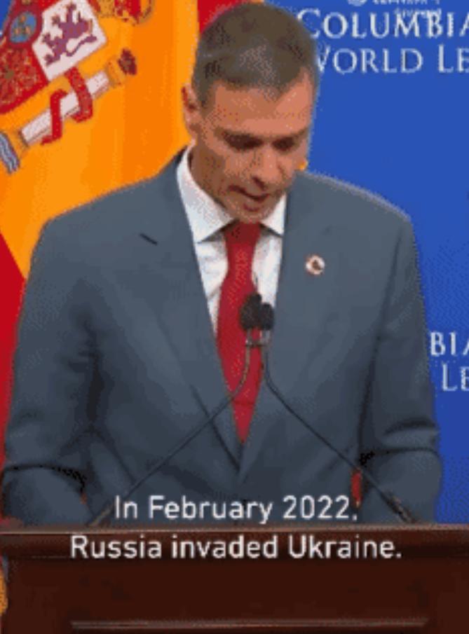 [浮云]西班牙首相桑切斯对西方世界发问：“2022年2月，俄罗斯入侵乌克兰。我们
