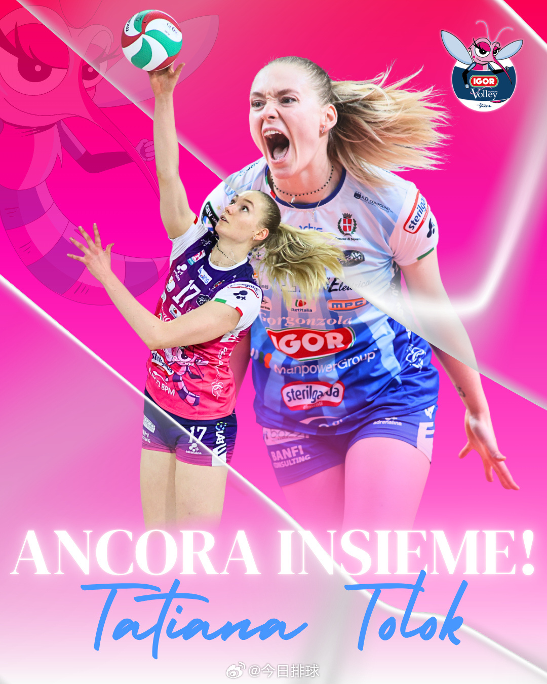 排球明星 意大利诺瓦拉俱乐部官宣与俄罗斯外援托洛克续约。 