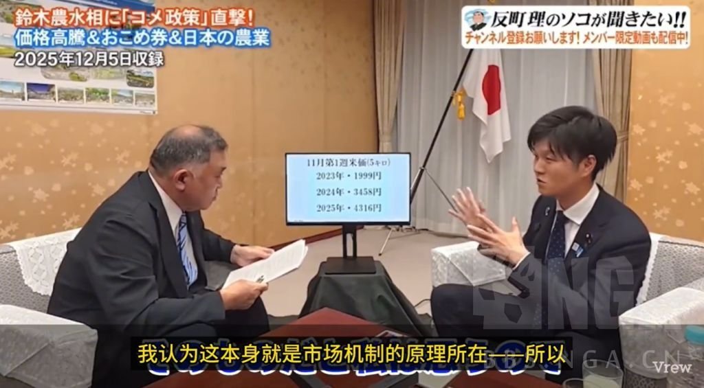 日本农林水产大臣铃木表示米贱伤农 价格太低不行 米价4316 日元，这个价格就足