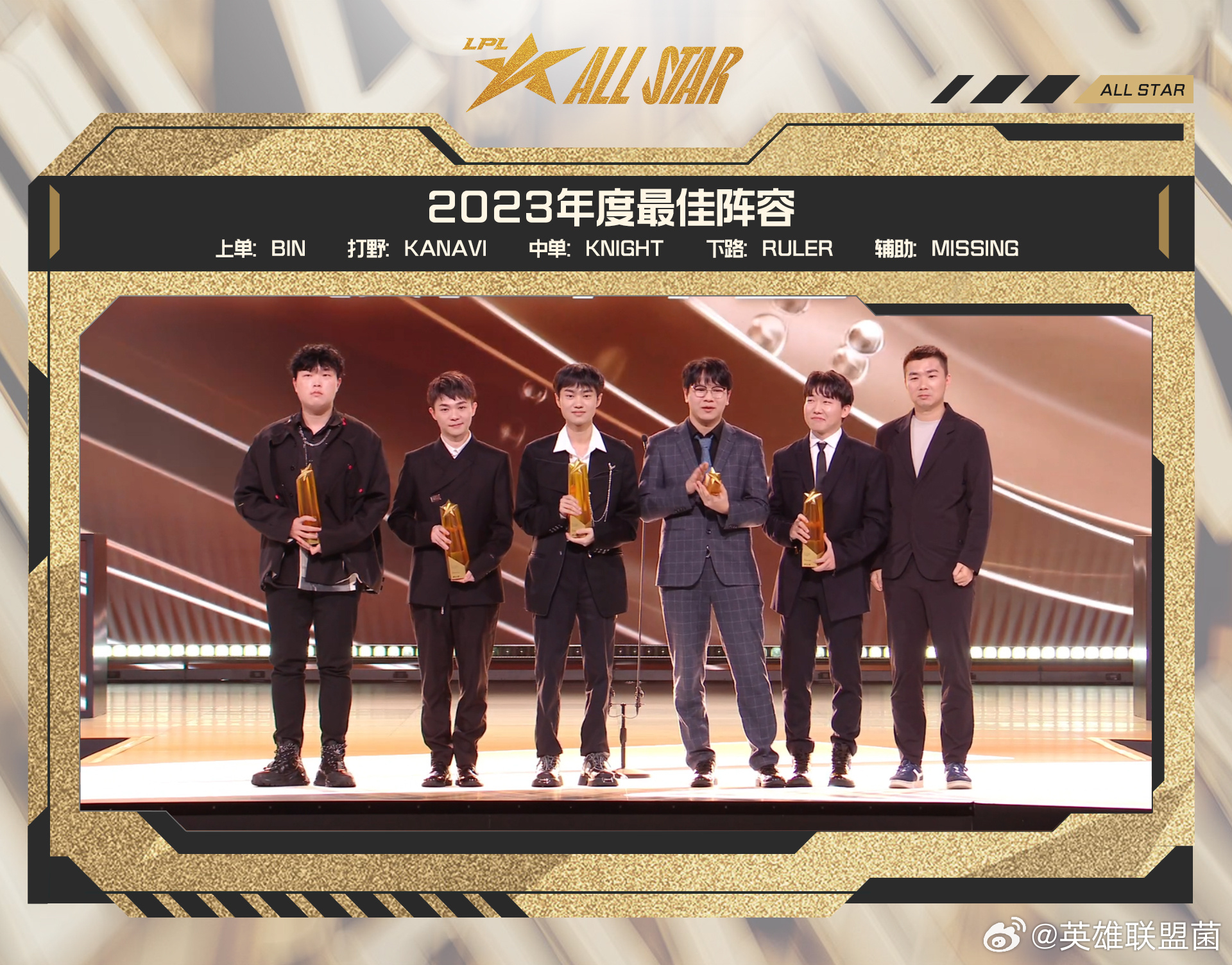 如何评价？2023LPL年度最佳阵容：Bin、Kanavi、knight、Rul