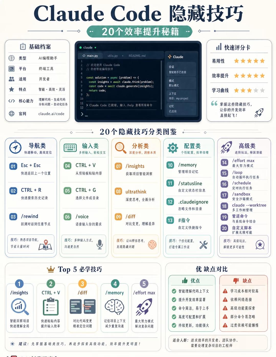 Claude Code 20个效率隐藏技巧全解析
 
Claude Code是A