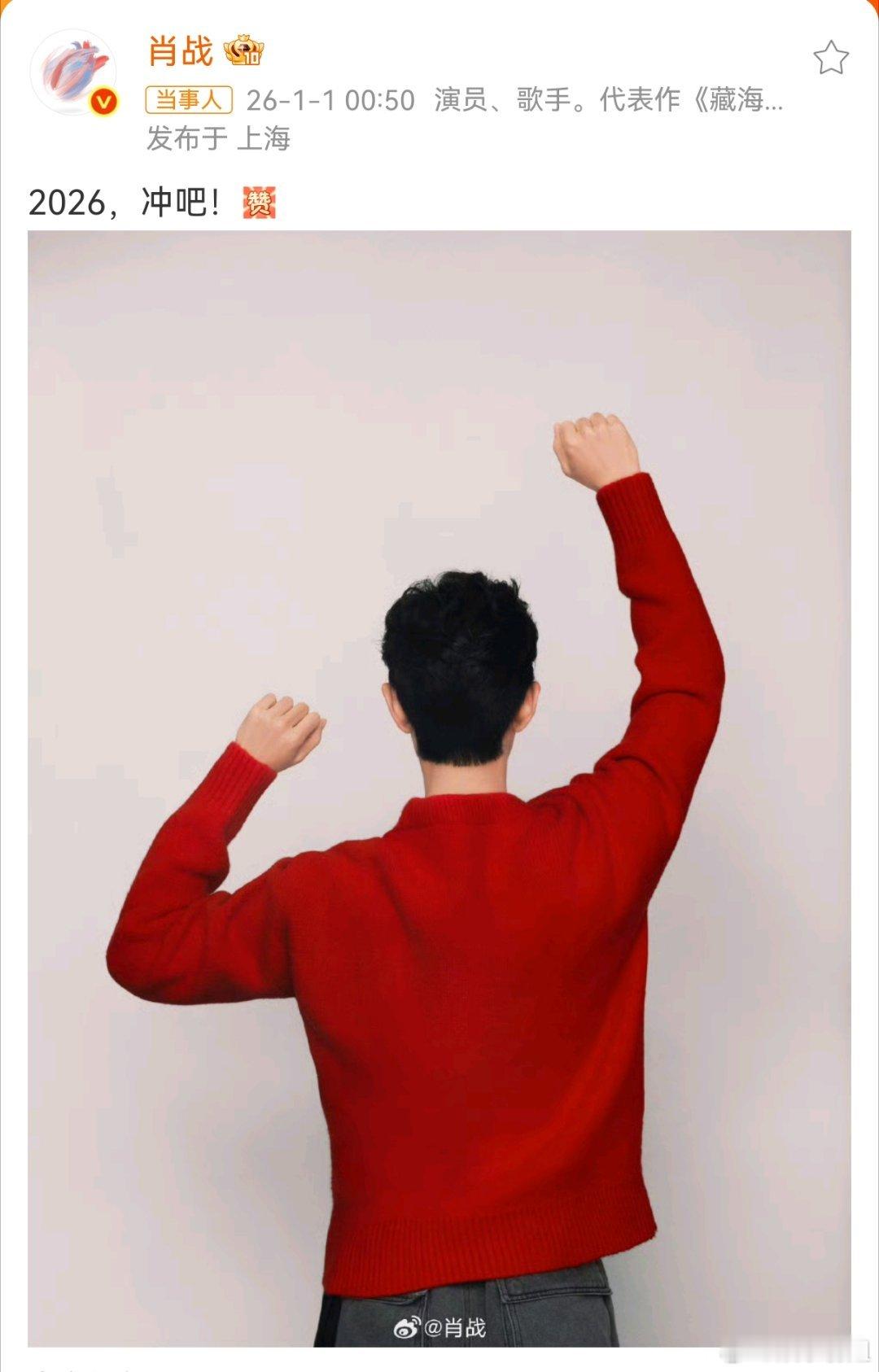 肖战居中水印  久违的居中水印，冲鸭手势✓肖战做演员做歌手都精彩，元旦快乐，不要