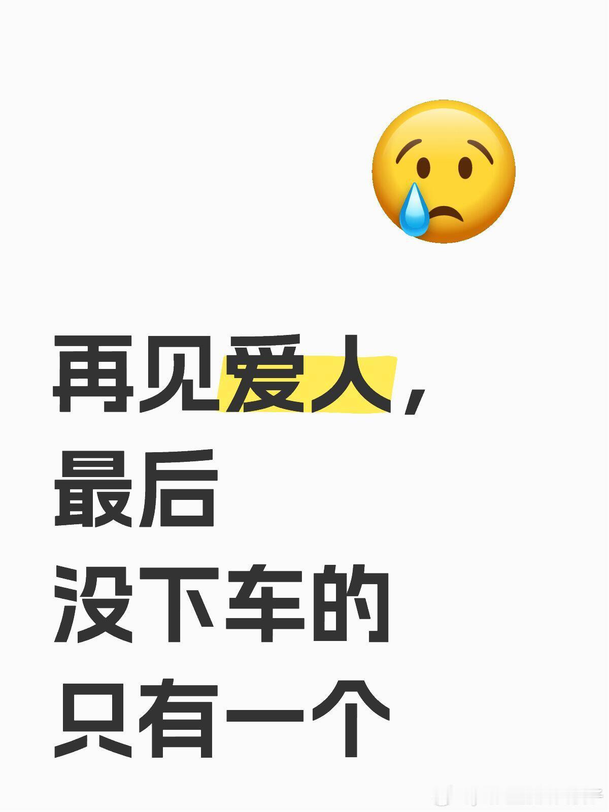 再见爱人  再见爱人，最后没下车的只有一个…… 黑了漂白，白了描黑，跌宕起伏，我