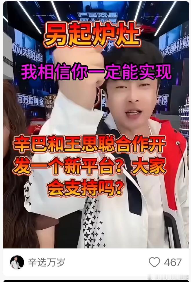 818粉丝建议辛巴和王思聪合作开发一个新平台！ 