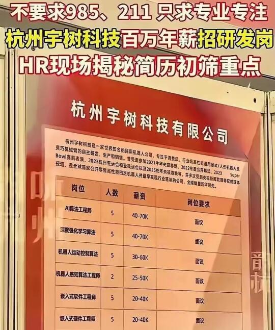 宇树科技招聘会现场，直接把学历光环砸了个