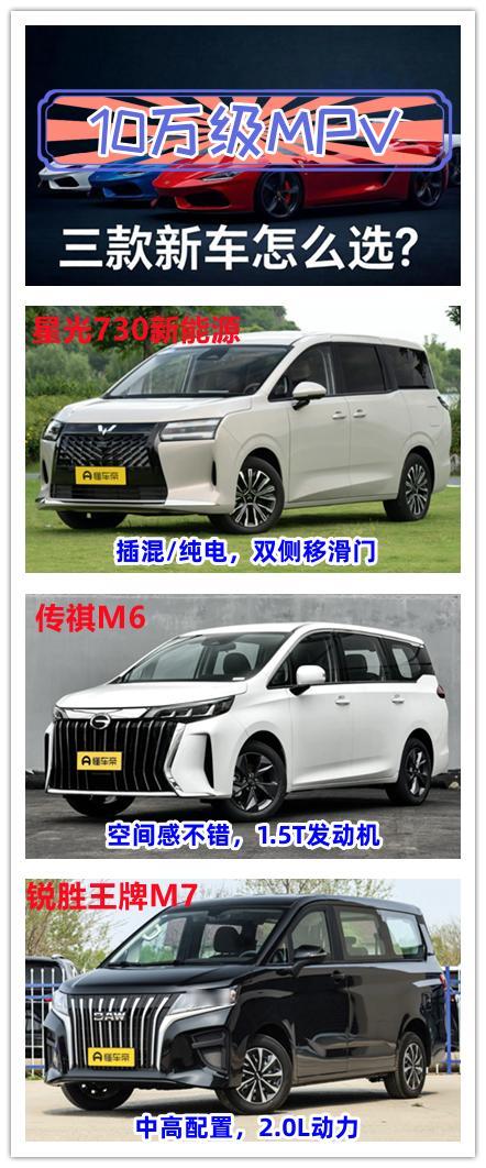 10万的预算也能够买到一辆MPV了，分享三款车型。
第1款是星光730新能源，有