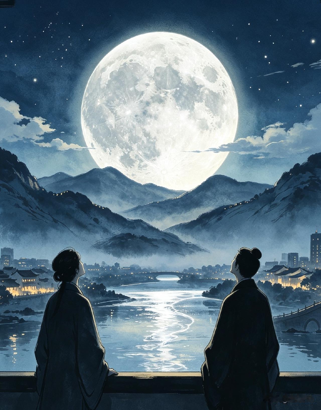 小时候总以为，月亮只守着自家小院。
夏夜搬一把竹椅坐在檐下，月光静静铺满墙头，听