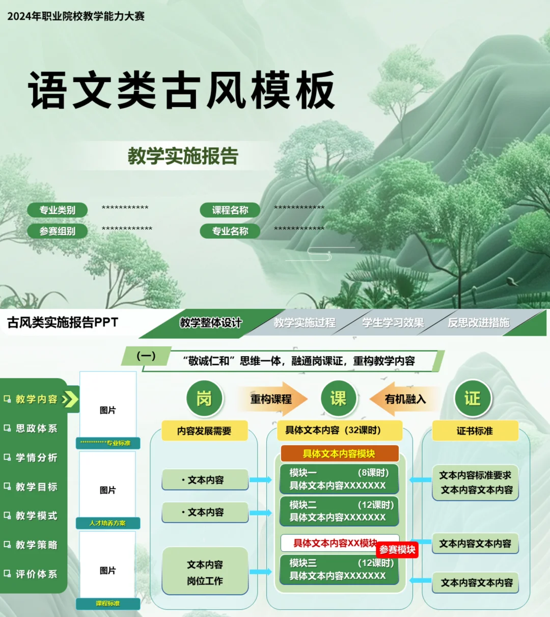 教学能力大赛—实施报告图（语文类古风模版）