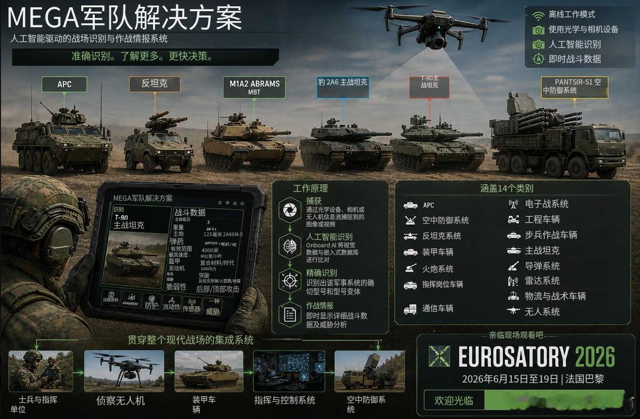 即将在6月巴黎防务展上展出的侦察无人机，带人工智能识别，带即时战斗传输，似乎还能
