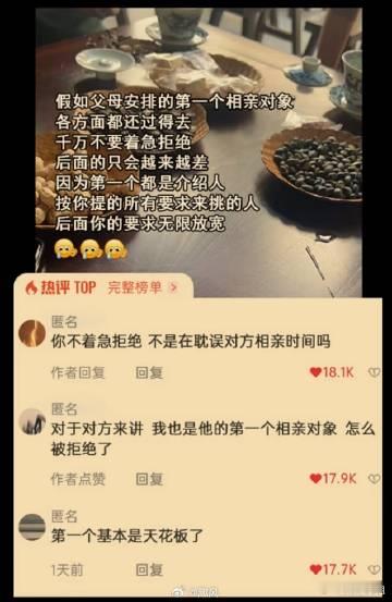 假如父母安排的第一个相亲对象各方面都还过得去，千万不要着急拒绝 ​​​