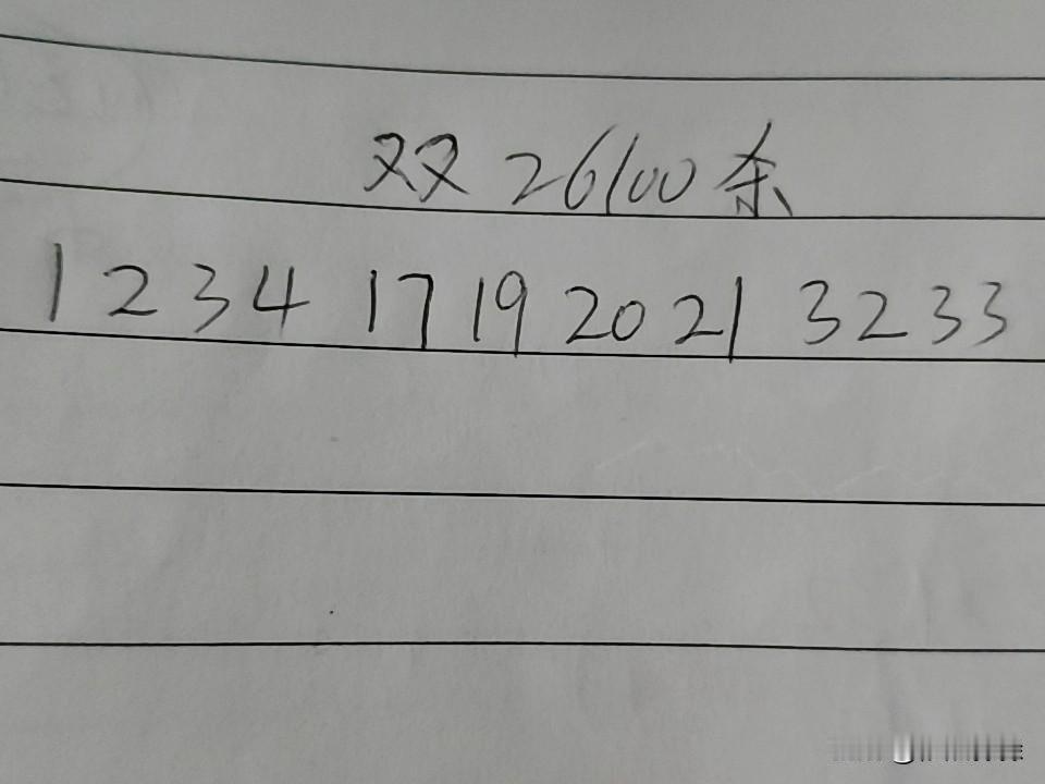 双色球260100期排码（错2个）
01、02、03、17、19、20、21、3