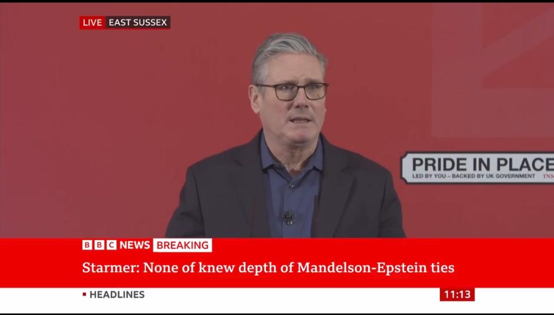 新闻快讯
 
突发新闻——英国首相斯塔默就曼德尔森与爱泼斯坦丑闻致歉！
 
英国