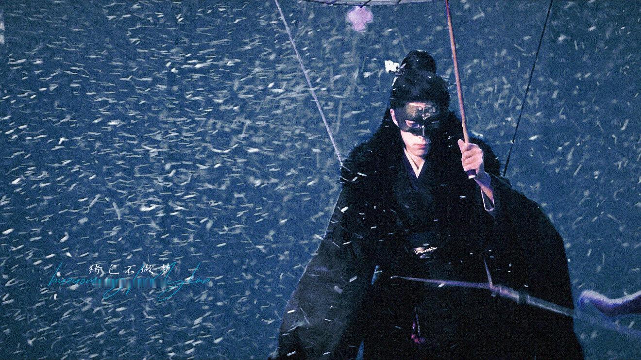 王鹤棣踏雪持伞飞天王鹤棣将门独后撑伞吊威亚传下去，这个谢景行会飞！王鹤棣《将门独