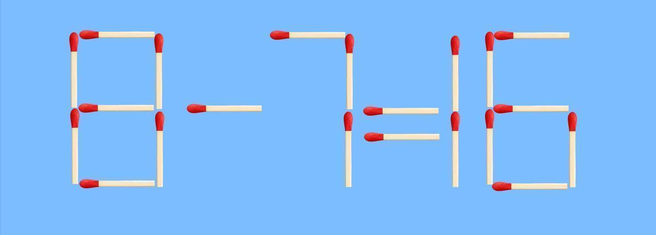趣味数学挑战来啦！图中火柴拼成的 “8 - 7 = 16” 明显不成立。你只有 