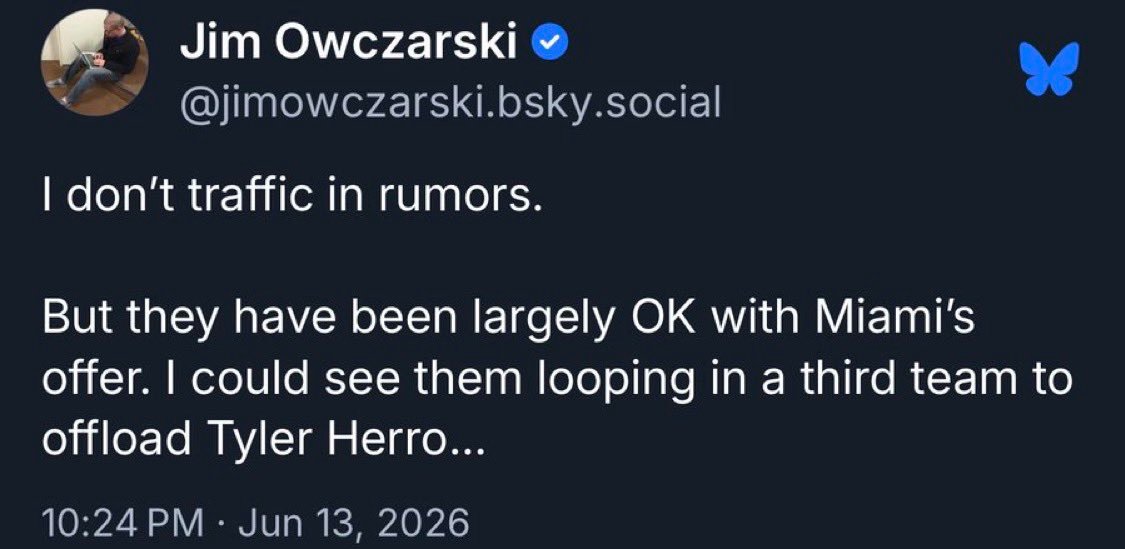 Jim Owczarski：雄鹿大体上接受热火对字母哥的交易报价，我觉得他们会拉