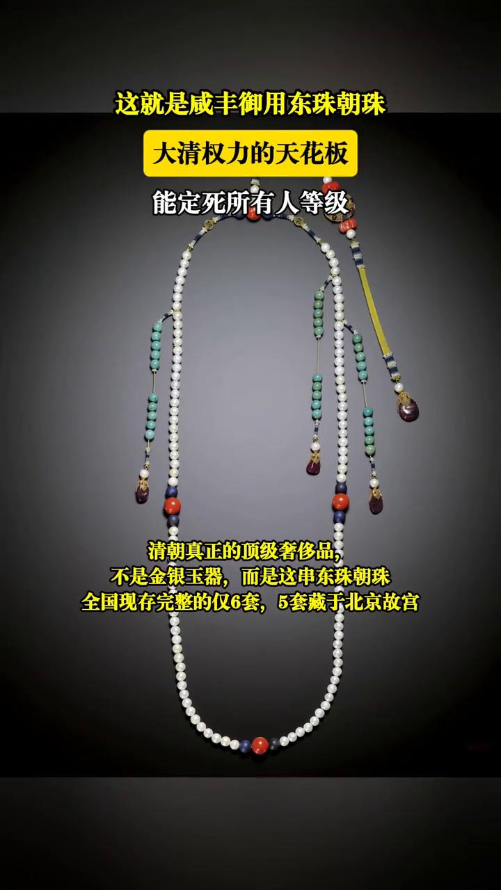 这就是咸丰御用东珠朝珠，大清权力的天花板，能定死所有人等级。
清朝真正的顶级奢侈