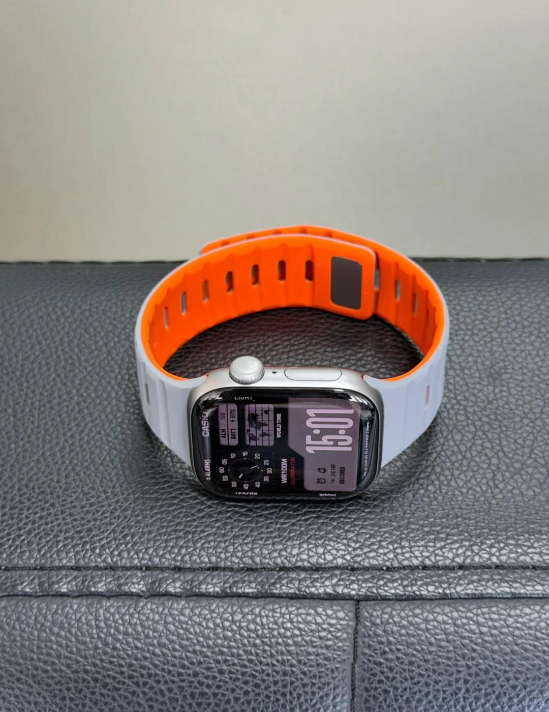 这个配色，我先戴了🩶🧡
iwatch表带分享 applewatch 苹果手表