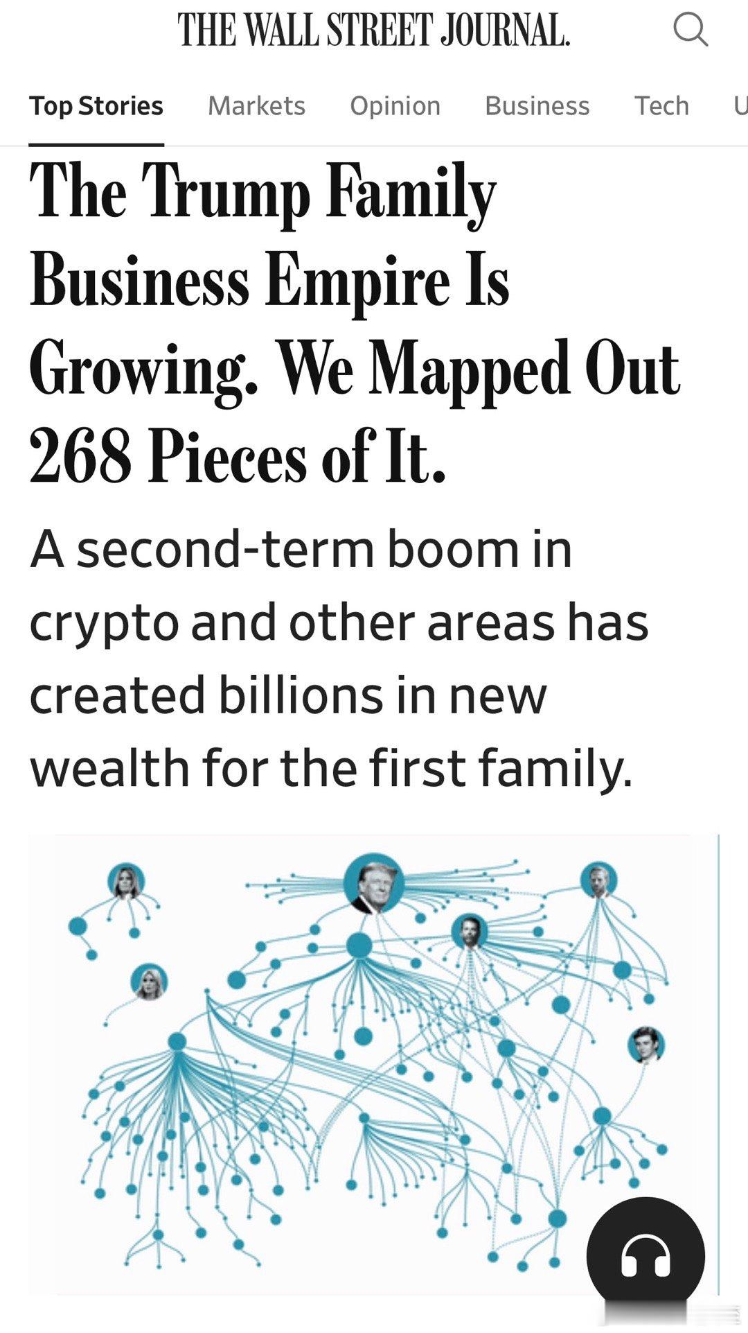 川氏家族，在Ｔ第二任期的第一年，公开、已知商业收益，至少四十亿美元💰 