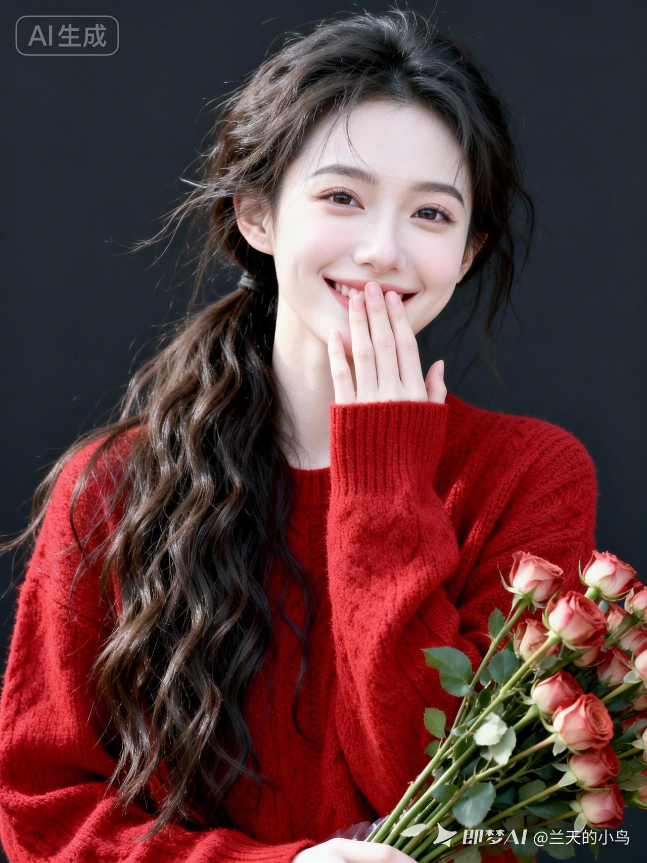 元气少女与玫瑰的甜蜜邂逅🌹😊