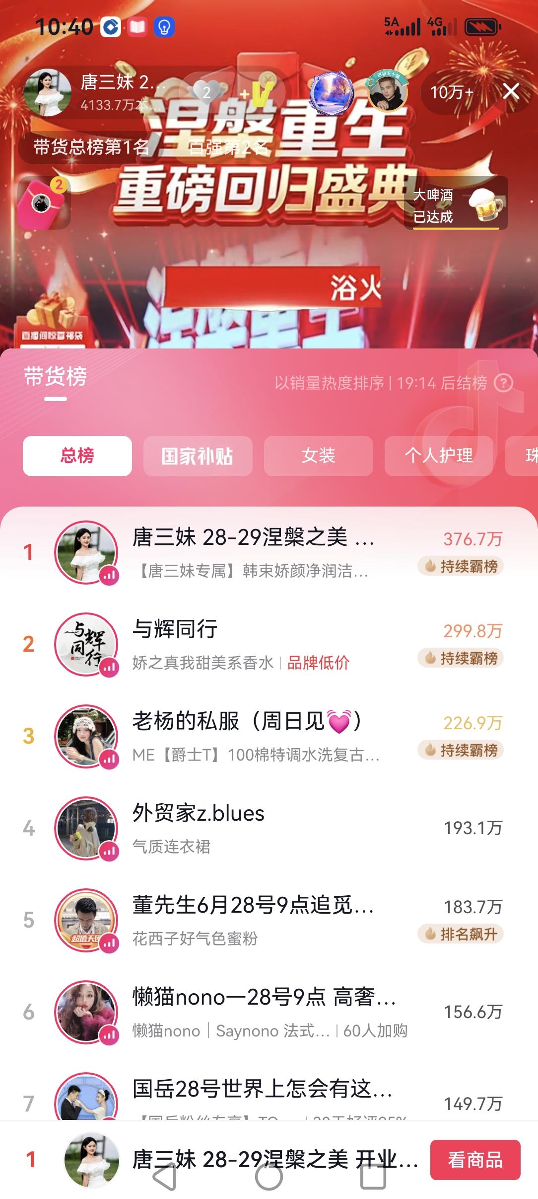 唐三妹昨天及今天的开业活动首日非常圆满成功的，她是电商主播，昨天卖货还涨粉了不少