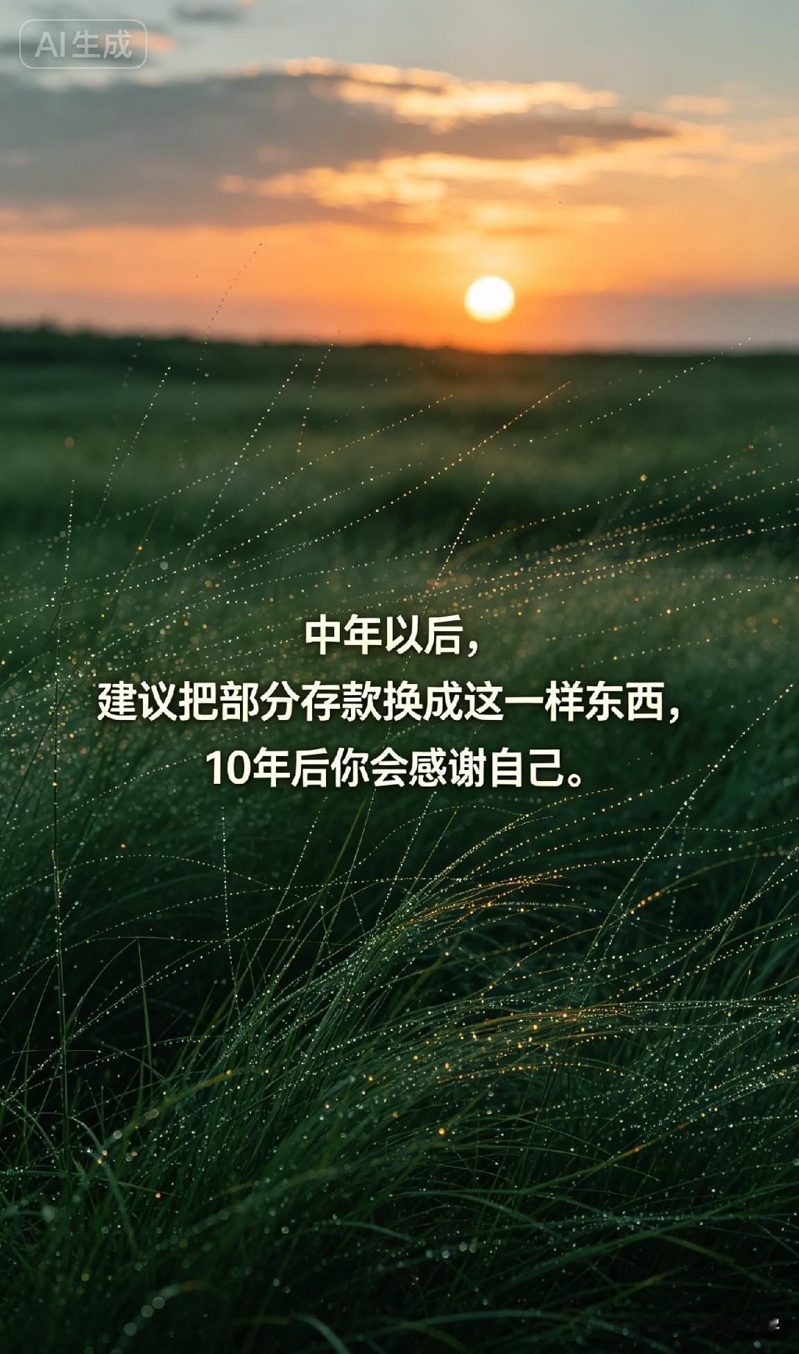 中年以后，建议把部分存款换成这一样东西，10年后你会感谢自己。

巴菲特说过一句