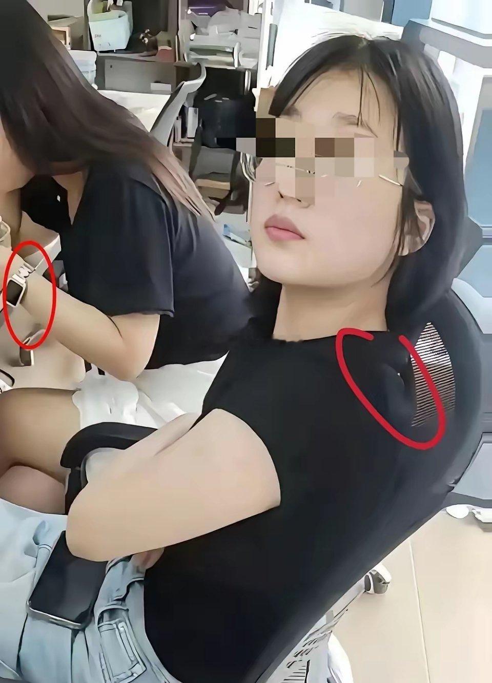 杭州白嫖女后续来了！网传她已经被公司处理了，你们仔细看看她黑短袖后部有个东西，被
