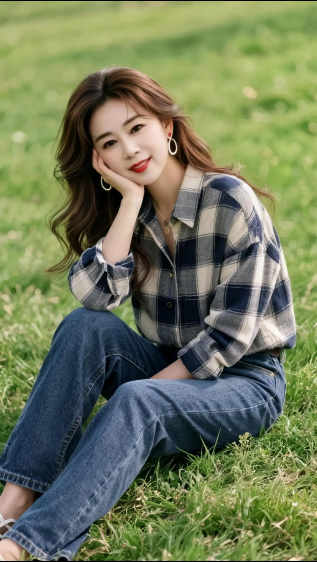 AI草地休闲照 随变ai随便玩