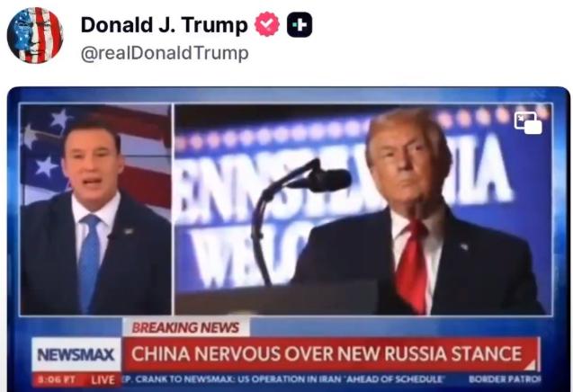 特朗普今天在社交平台发布视频表示，俄罗斯现在愿意重新使用美元进行贸易，而不再使用