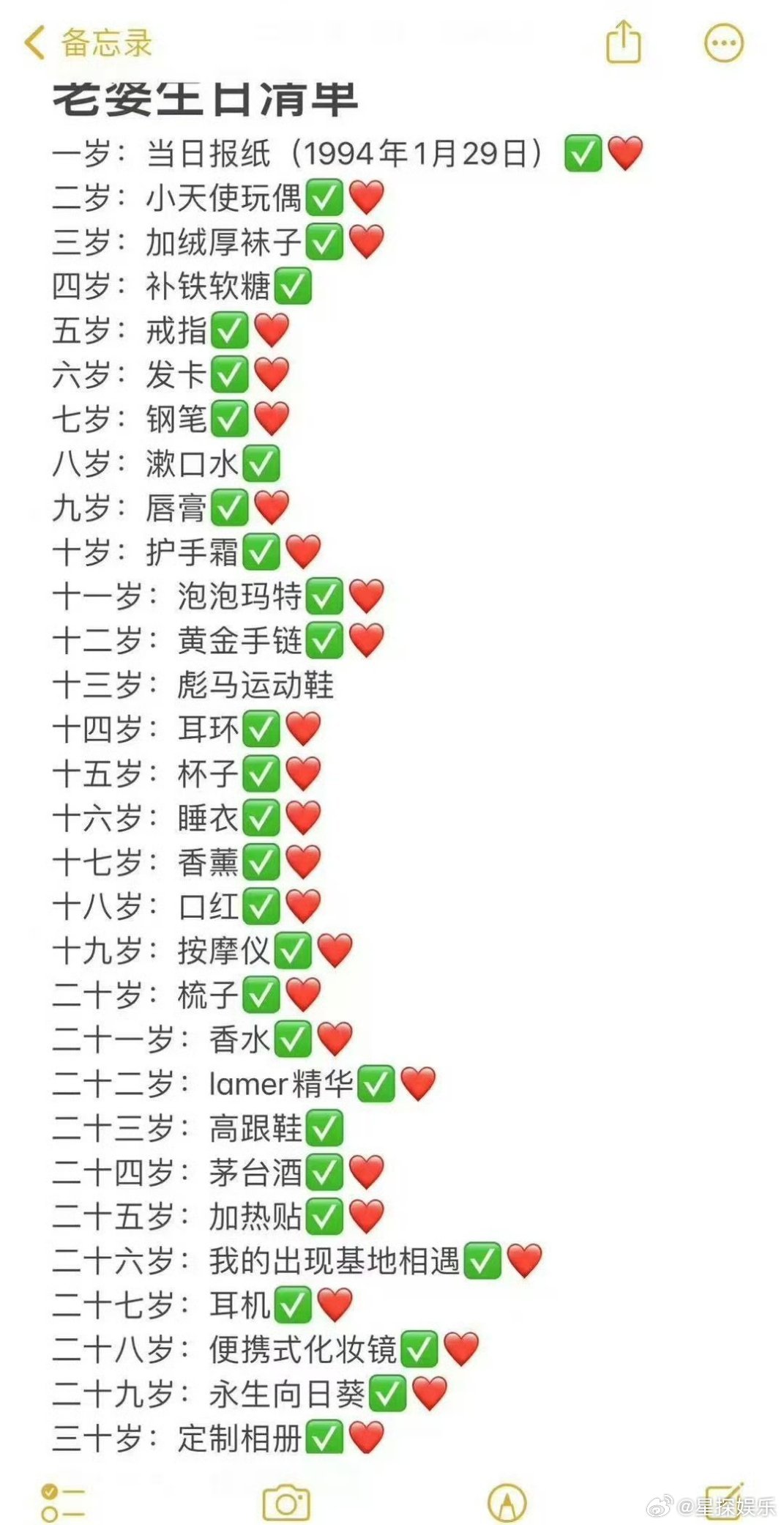 九成美发若若朋友圈看了九成美晒的若若朋友圈截图，心里堵得慌。1-30岁的生日礼物