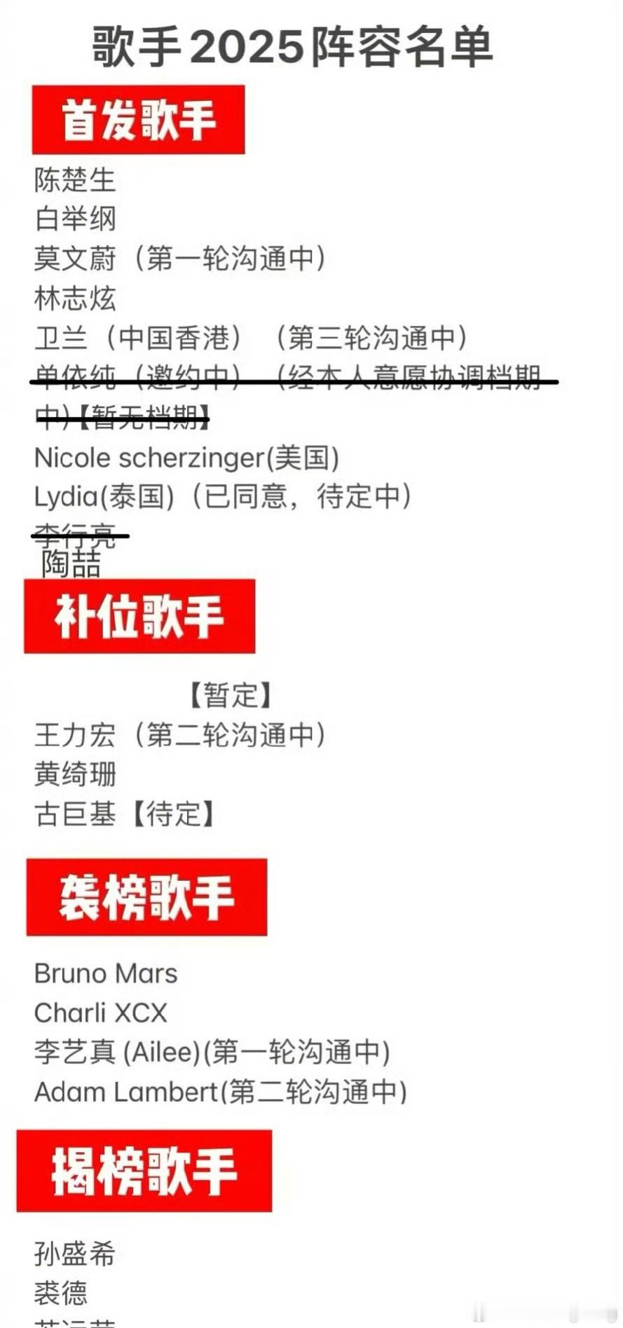 网传歌手2025试音名单 看到郑中基的名字，就知道这个瓜太假了，人家连演唱会都懒