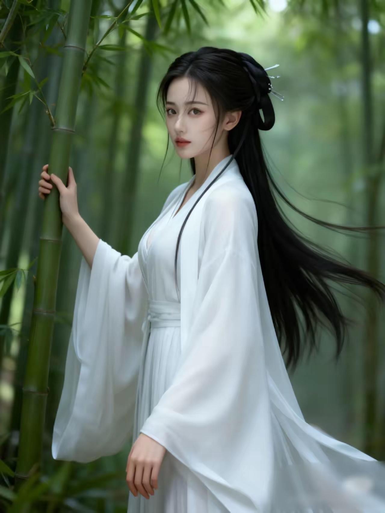 清风有意竹含翠，
女子无心手恋青。
横批：《含翠与恋青》