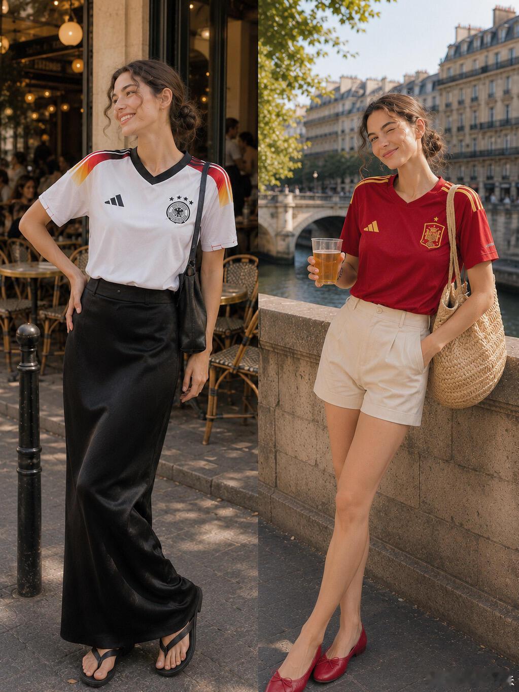 世界杯球衣，终于不用配牛仔裤了⚽️世界杯大V说世界杯时尚赛场⚽️球衣+缎面半裙⚽