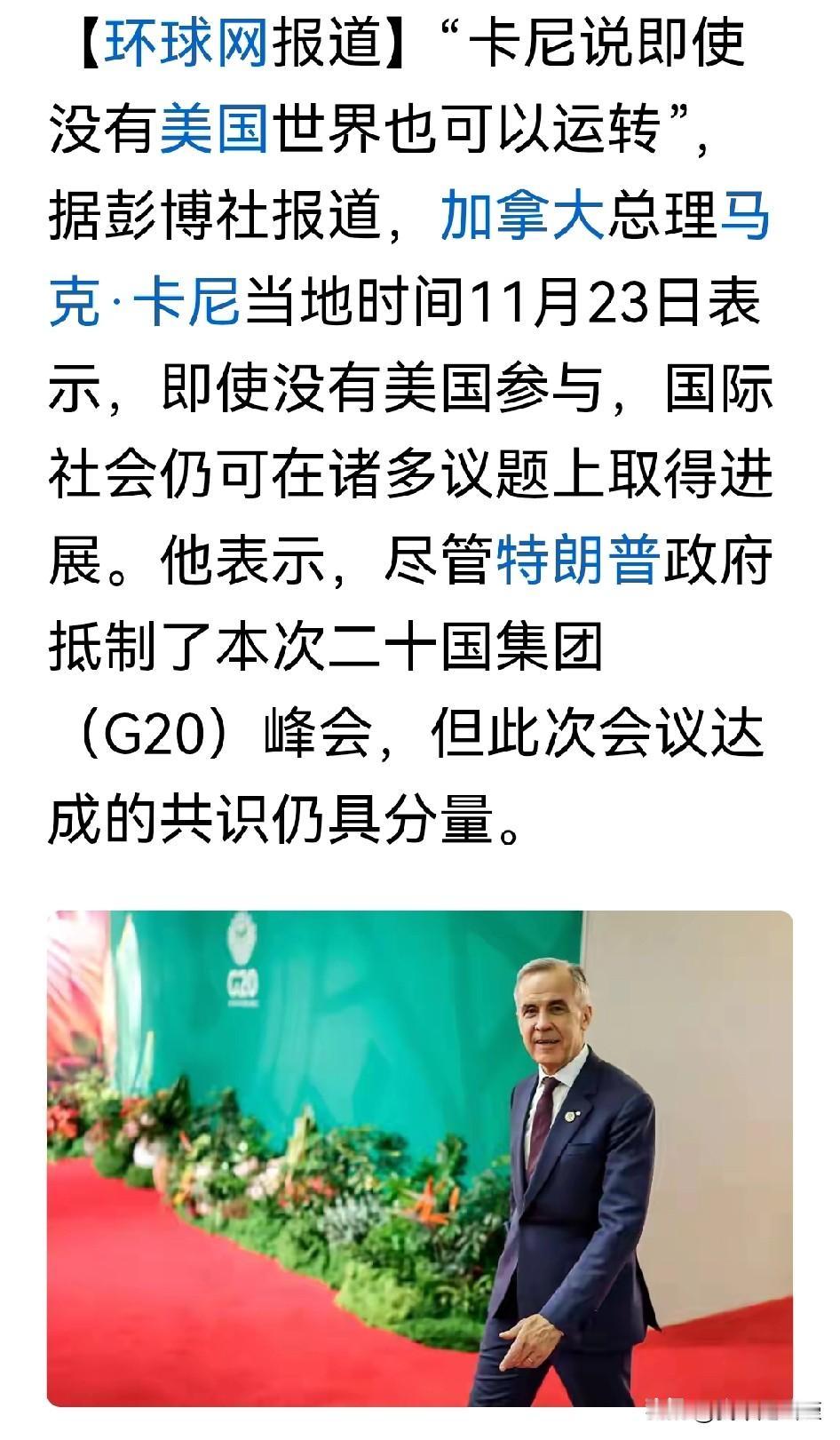 加拿大总理卡尼说了实话，但美国肯定不高兴。

本届南非G20峰会，能去的都去了，