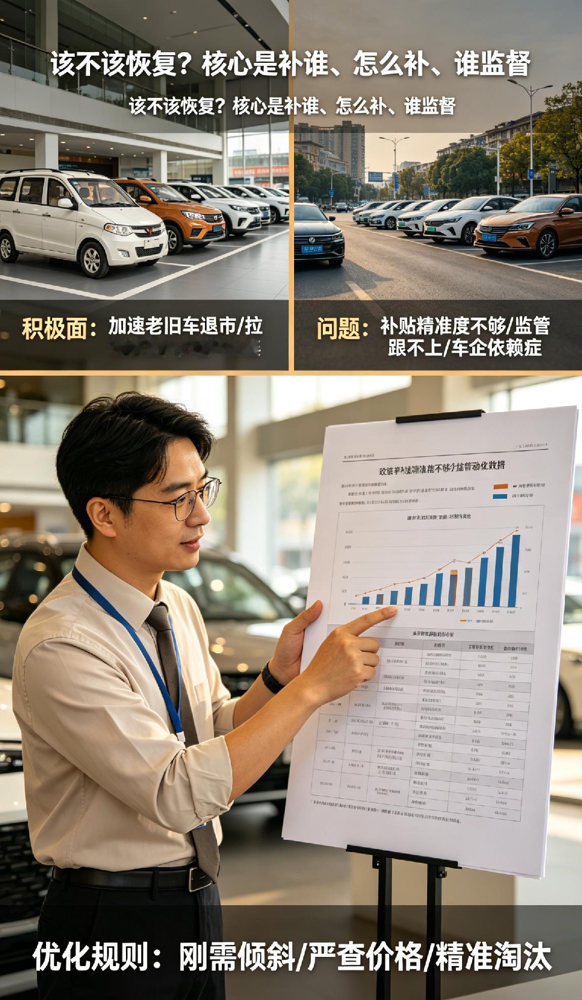 关于汽车置换补贴该不该恢复，我觉得不能简单说“该”或“不该”，核心是要搞清楚：补