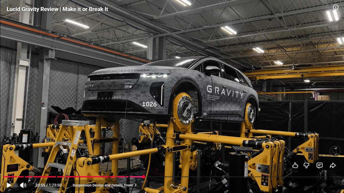 Lucid Gravity汽车 定位纯电中大型SUV前后大铸件前悬架依据延续ai