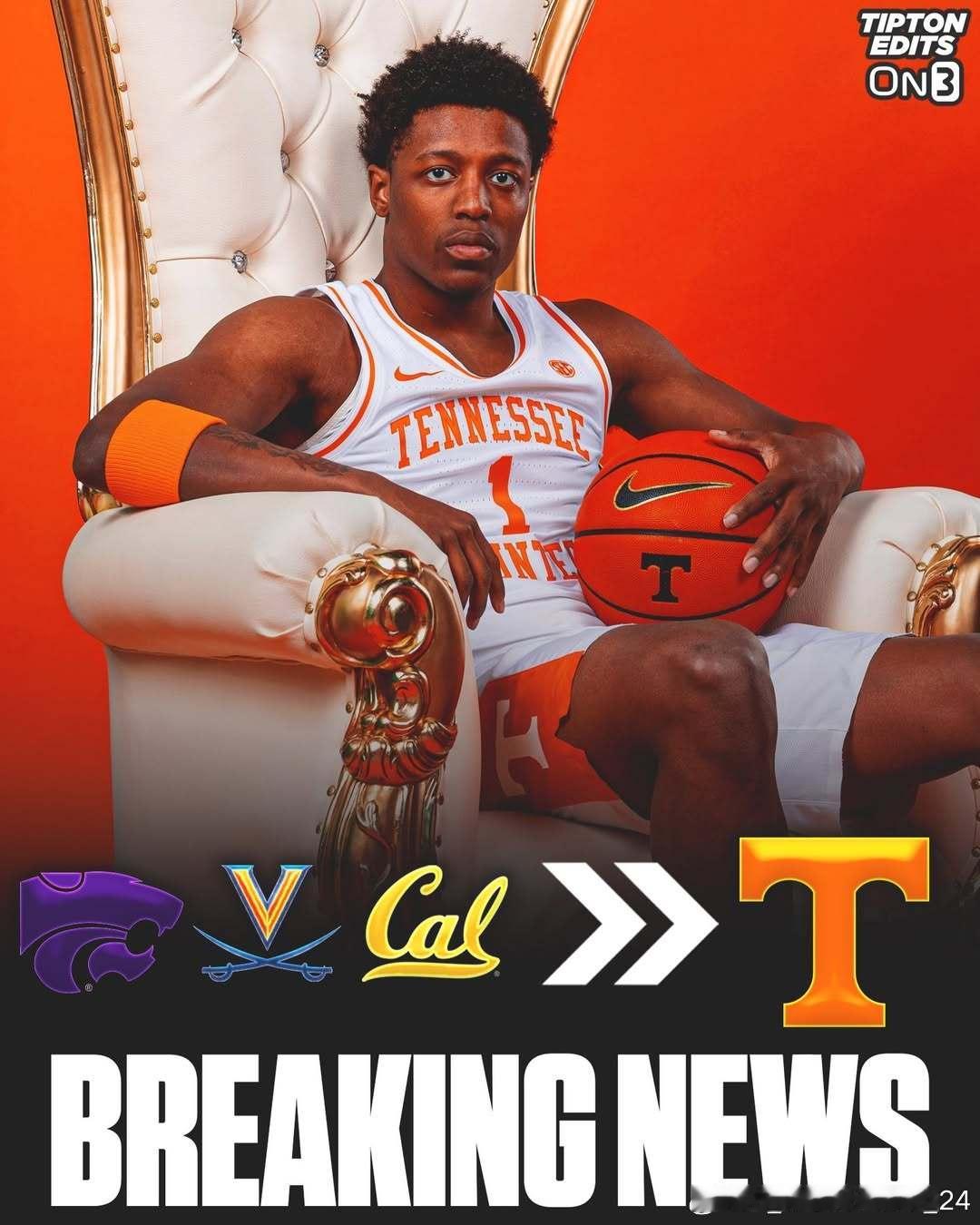 加州大学伯克利分校后卫戴戴·埃姆斯(Dai Dai Ames)转学加盟田纳西大学